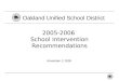 0 - 2005-2006 School Intervention Recommendations Oakland Unified School District November 2, 2005