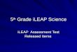5 th Grade iLEAP Science iLEAP Assessment Test Released Items