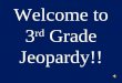 Welcome to 3 rd Grade Jeopardy!! Jeopardy – Round 1 EnglishMathScienceSocial StudiesWildcard 20 40 60 80 100 Click here for Round Two