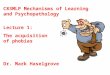 Lecture 1: The acquisition of phobias C83MLP Mechanisms of Learning and Psychopathology Dr. Mark Haselgrove