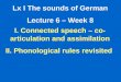Lx I The sounds of German Lecture 6 – Week 8 I. Connected speech – co- articulation and assimilation II. Phonological rules revisited