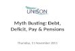 Myth Busting: Debt, Deficit, Pay & Pensions Thursday, 11 November 2011