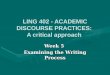 LING 402 - ACADEMIC DISCOURSE PRACTICES: A critical approach Week 5 Examining the Writing Process