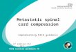 Metastatic spinal cord compression Implementing NICE guidance 2 nd edition Oct 2011 NICE clinical guideline 75
