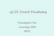 GCSE French Vocabulary Foundation Tier Listening 2004 PPT1