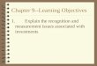 Chapter 9--Learning Objectives 1.Explain the recognition and measurement issues associated with investments