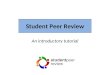 Student Peer Review An introductory tutorial. The peer review process Conduct study Write manuscript Peer review Submit to journal Accept Revise Reject