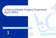 1 e-Recruitment Project Overview April 2010. e-Recruitment e-Recruitment Programme The e-Recruitment programme automates transactional and administrative