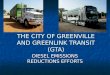 THE CITY OF GREENVILLE AND GREENLINK TRANSIT (GTA) DIESEL EMISSIONS REDUCTIONS EFFORTS