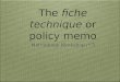 The fiche technique or policy memo Methodolgy Workshop n°3