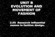 UNIT B EVOLUTION AND MOVEMENT OF FASHION 2.05 Research influential names in fashion design