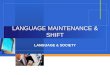 LANGUAGE MAINTENANCE & SHIFT LANGUAGE & SOCIETY. Language maintenance Language shift WHEN ONE LANGUAGE MEETS THE OTHER