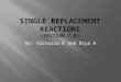 By: Victoria K and Diya A Single replacement reaction: Atoms of an element replace the atoms of a second element in a compound