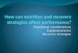 Nutritional considerations Supplementation Recovery strategies
