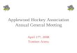 Applewood Hockey Association Annual General Meeting April 17 th, 2008 Tomken Arena