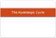 The Hydrologic Cycle. General Topics Evaporation Transpiration Condensation Precipitation – interception, infiltration, depression storage, Overland