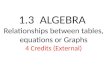 1.3 ALGEBRA Relationships between tables, equations or Graphs 4 Credits (External)