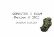 SEMESTER I EXAM Review A 2011 SHELDON BIOLOGY. Match Parts of Scientific Method Problem Statement Hypothesis Experiment Conclusion If and then… Agree