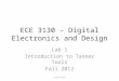 ECE 3130 – Digital Electronics and Design Lab 1 Introduction to Tanner Tools Fall 2012 Allan Guan