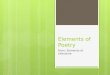 Elements of Poetry From: Elements of Literature. How to read a poem Read the poem aloud at least once. Read from the inside out. Be aware of punctuation,