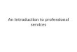 An Introduction to professional services. The professional services The professional services support businesses of all sizes across the economy, providing
