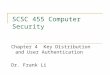 SCSC 455 Computer Security Chapter 4 Key Distribution and User Authentication Dr. Frank Li