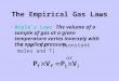 The Empirical Gas Laws Boyles Law: The volume of a sample of gas at a given temperature varies inversely with the applied pressure. (Figure 5.5)(Figure