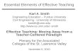 Essential Elements of Effective Teaching Karl A. Smith Engineering Education – Purdue University Civil Engineering - University of Minnesota ksmith@umn.edu