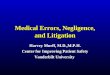 Medical Errors, Negligence, and Litigation Harvey Murff, M.D.,M.P.H. Center for Improving Patient Safety Vanderbilt University