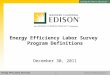 Energy Efficiency Division EDISON INTERNATIONAL® SM Energy Efficiency Labor Survey Program Definitions December 30, 2011
