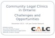 Community Legal Clinics in Ontario: Challenges and Opportunities Michele Leering Executive Director/Lawyer Community Advocacy & Legal Centre Belleville,