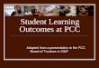 Student Learning Outcomes at PCC Adapted from a presentation to the PCC Board of Trustees in 2007