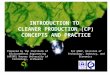 INTRODUCTION TO CLEANER PRODUCTION (CP) CONCEPTS AND PRACTICE For UNEP, Division of Technology, Industry, and Economics Prepared by the Institute of Environmental