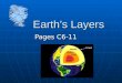 Earth’s Layers Pages C6-11. Earth’s Layers Crust-where we walk Crust-where we walk Mantle-thickest layer, made mostly of solid rock Mantle-thickest layer,
