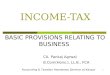 1 INCOME-TAX BASIC PROVISIONS RELATING TO BUSINESS CA. Pankaj Agrwal B.Com(Hons.), LL.B., FCA Accounting & Taxation Awareness Seminar at Kanpur