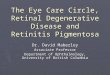 The Eye Care Circle, Retinal Degenerative Disease and Retinitis Pigmentosa Dr. David Maberley Associate Professor Department of Ophthalmology, University