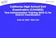 California High School Exit Examination (CAHSEE) Test Administration Training 2010-11 for District Coordinators June 10, 2010 - Web cast