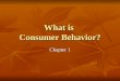 What is Consumer Behavior? Chapter 1. Overview of Consumer Behavior Every day interactions Every day interactions Important to: Important to: Marketers