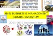 IB SL BUSINESS & MANAGEMENT COURSE OVERVIEW 2011-2012 Academic Year