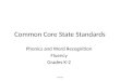 Common Core State Standards Phonics and Word Recognition Fluency Grades K-2 SNRPDP