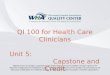 Disclaimer information here… Click to edit Master title style QI 100 for Health Care Clinicians Unit 5: Capstone and Credit Aligning Forces for Quality