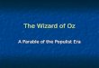 The Wizard of Oz A Parable of the Populist Era. The Wonderful Wizard of Oz by L. Frank Baum Book was written in 1900 when the Populist movement was a