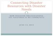 HOW DISASTER ORGANIZATIONS FIT TOGETHER IN MY COMMUNITY JUNE 13, 2013 Connecting Disaster Resources with Disaster Needs