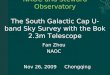 Nov 26, 2009 Chongqing NAOC and Steward Observatory The South Galactic Cap U-band Sky Survey with the Bok 2.3m Telescope Fan Zhou NAOC