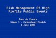 Risk Management Of High Profile Public Events Tour de France Stage 1 – Canterbury Finish 8 July 2007