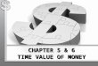 CHAPTER 5 & 6 TIME VALUE OF MONEY. Basic Principle : A dollar received today is worth more than a dollar received in the future. This is due to opportunity