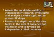 Critical Research Study Assess the candidate’s ability to independently research, investigate and analyse a media topic and to present findings. Assess