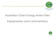 Australia’s Clean Energy Action Plan Explanation and commentary