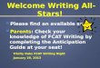 Welcome Writing All-Stars! Welcome Writing All-Stars! Please find an available seat Please find an available seat Parents: Check your knowledge of FCAT