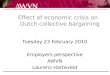 Effect of economic crisis on Dutch collective bargaining Tuesday 23 February 2010 Employers perspective AWVN Laurens Harteveld